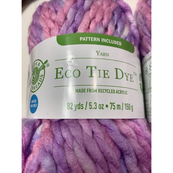 Loops & Threads Yarn Eco Tie Dye "Psychedelic Purple" - 5.2 oz - Lot of 2 - Picture 3 of 6